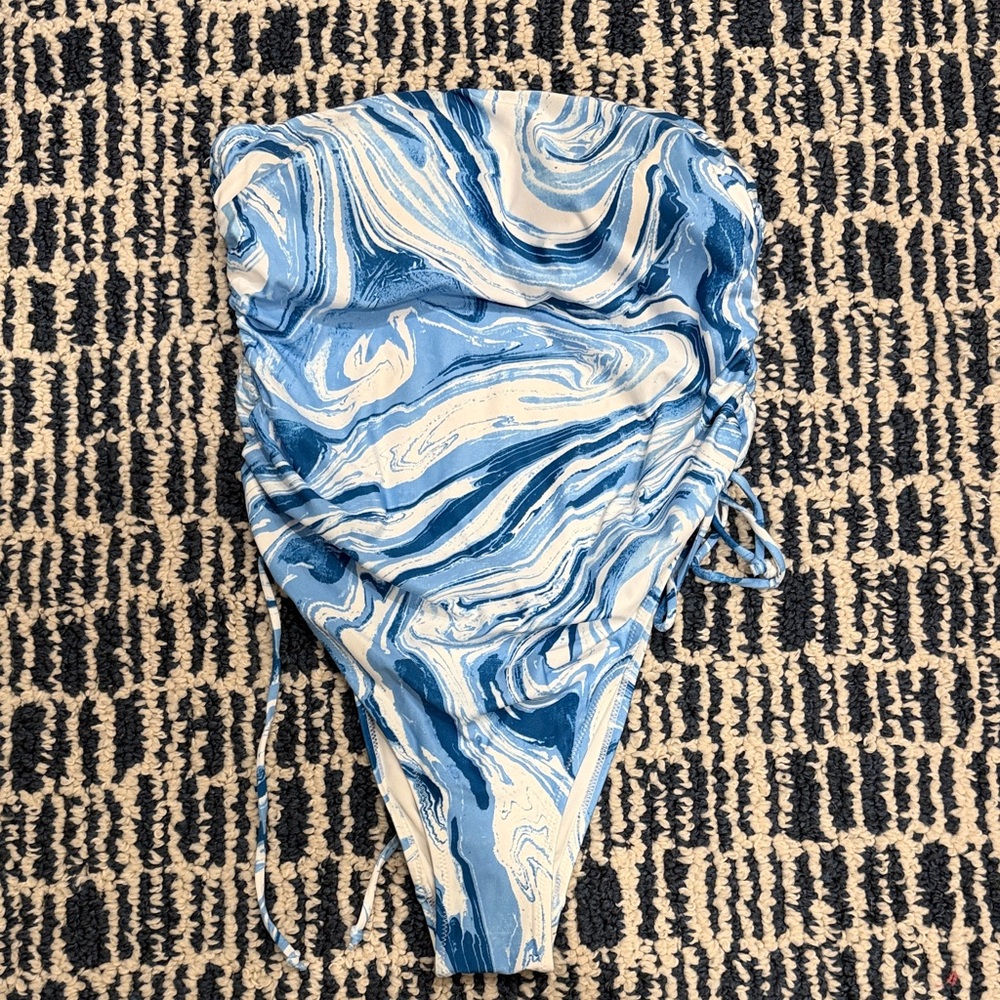 Blue and Cream Swirl Print swimsuit